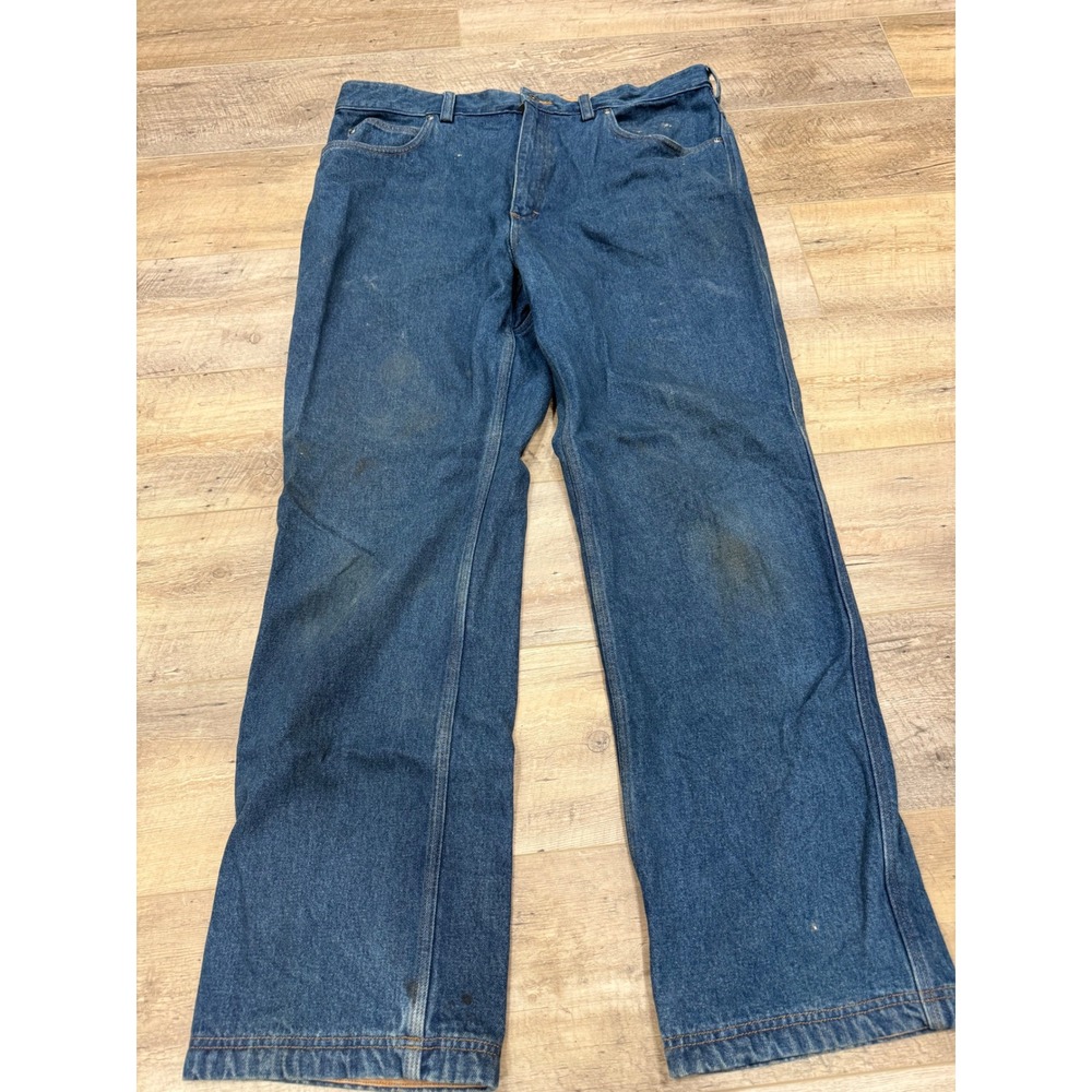 Duluth Trading Co Flannel Lined Denim Jeans Blue 40x32 Workwear Straight Leg